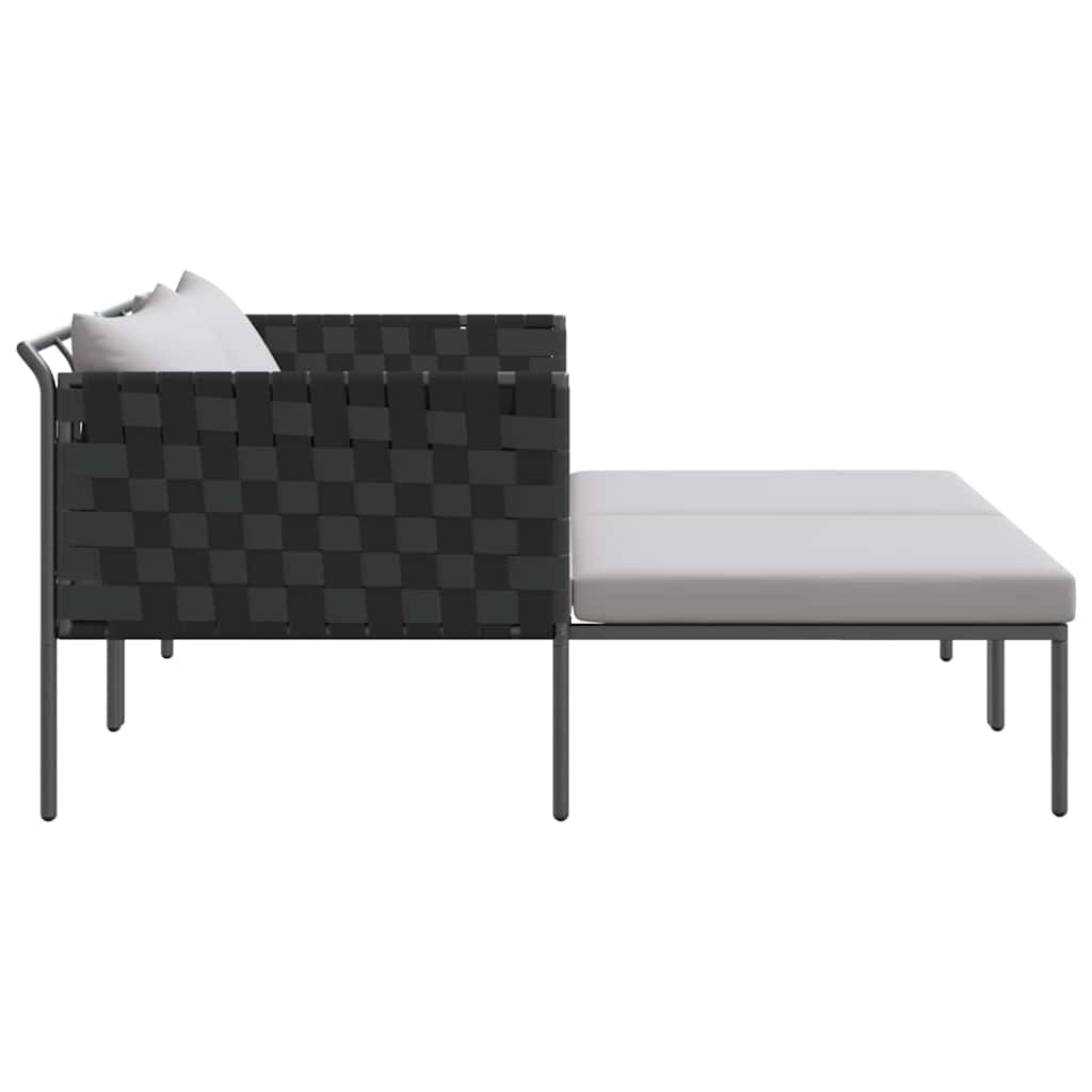 Sunbed with Cushion Anthracite 115 x 153 x 69.5cm Steel